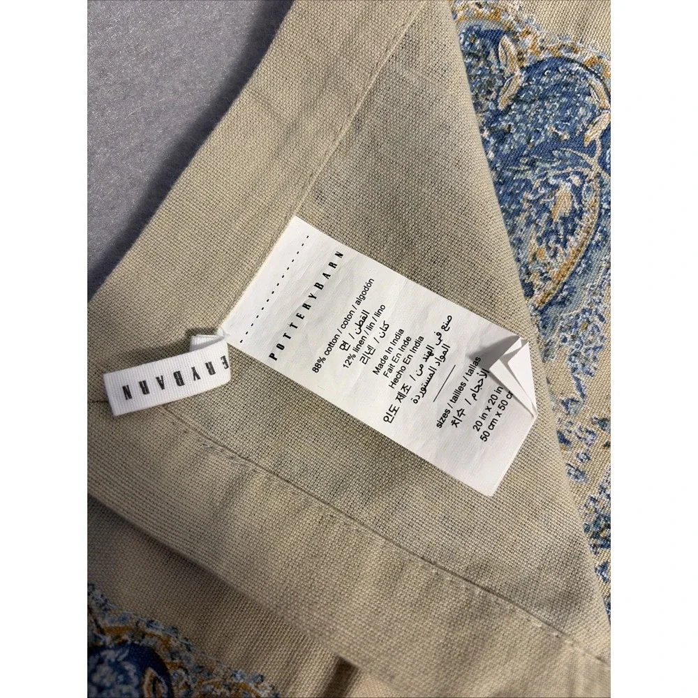 Pottery Barn Paisley Linen Cotton Blend Napkins Set Of 8
